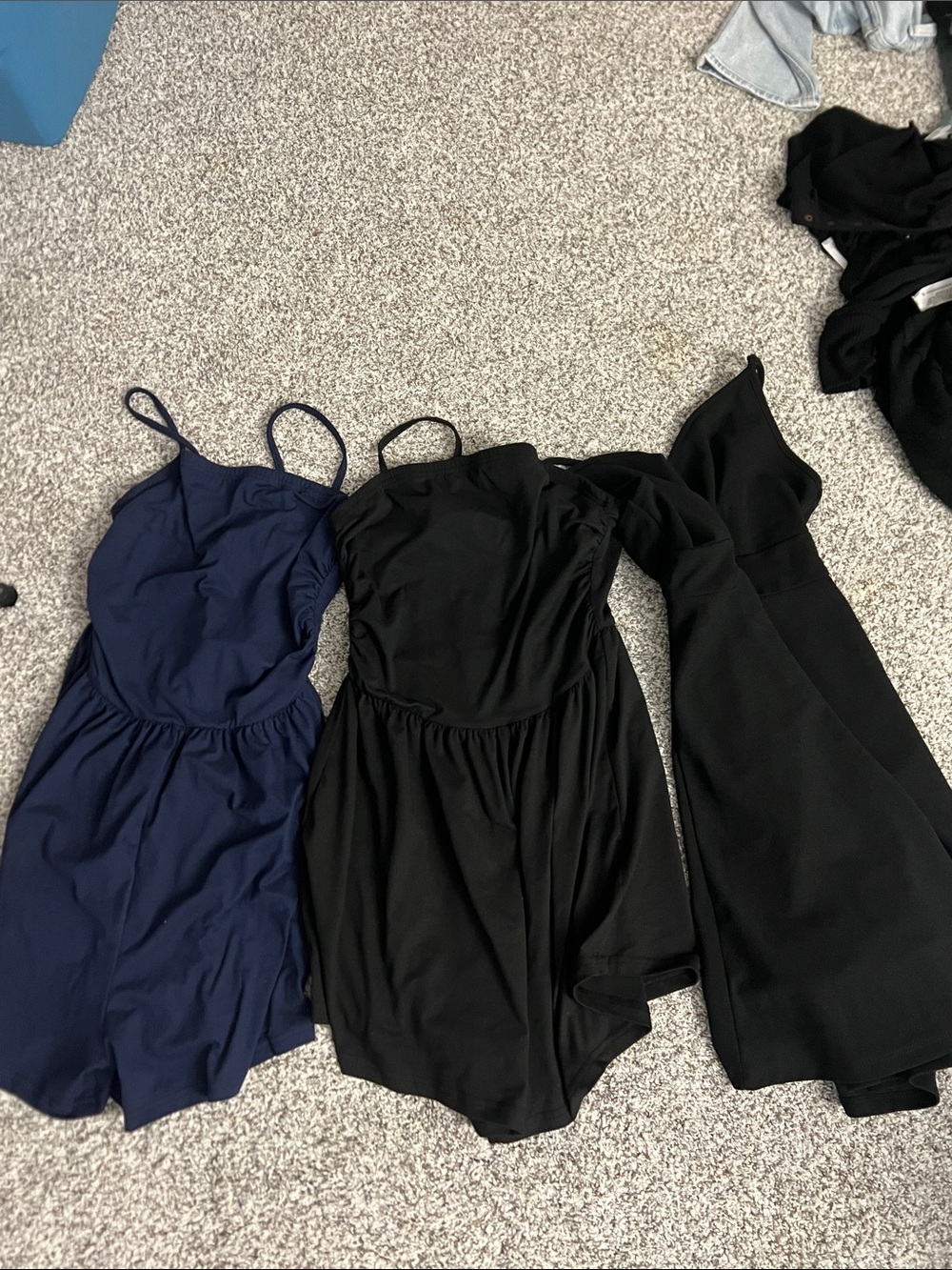 Girls Navy and Black Sleeveless One-Piece Bodysuits -black sleeveless dress